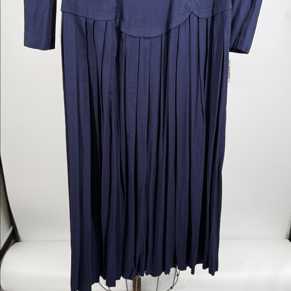 Marie St Claire Dress Wm 14 Vintage Blue 80s Crochet Collar Victorian Style - Picture 2 of 14